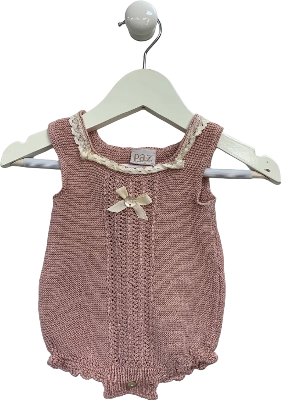 Paz Rodriguez Pink Knitted Baby Romper 3M