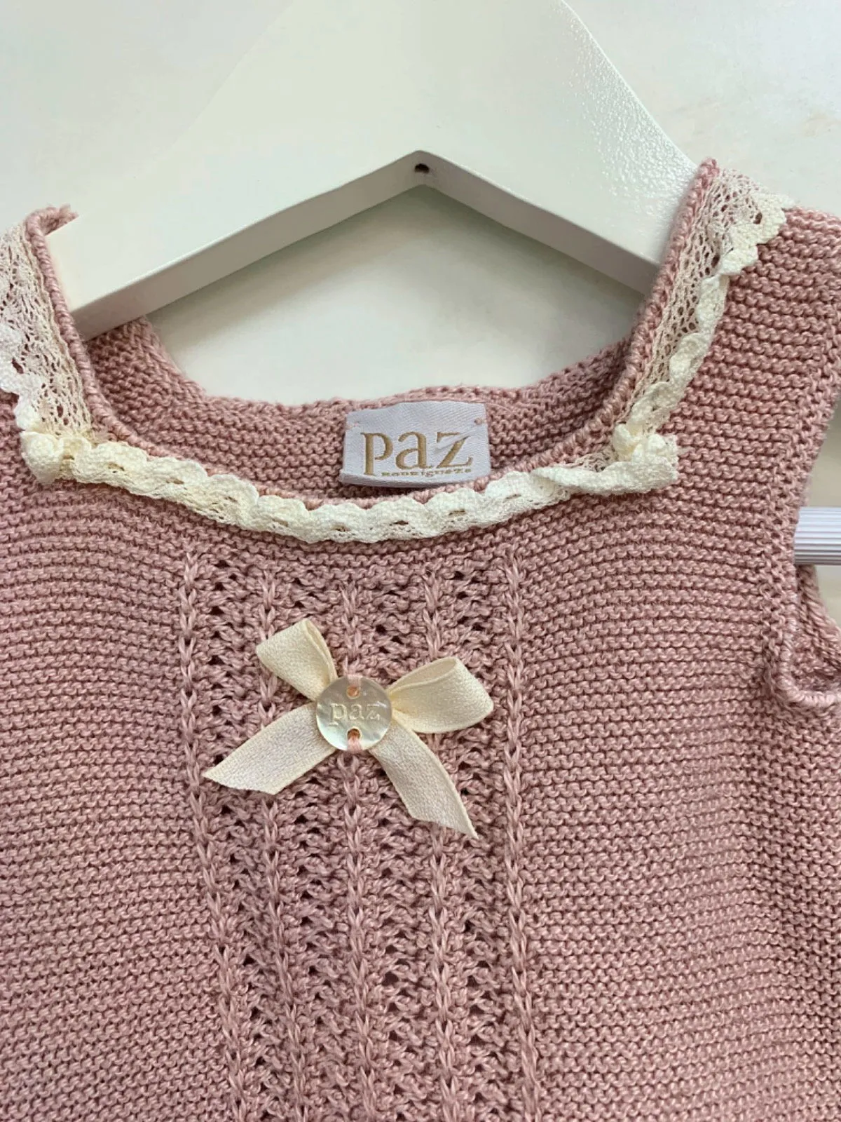 Paz Rodriguez Pink Knitted Baby Romper 3M