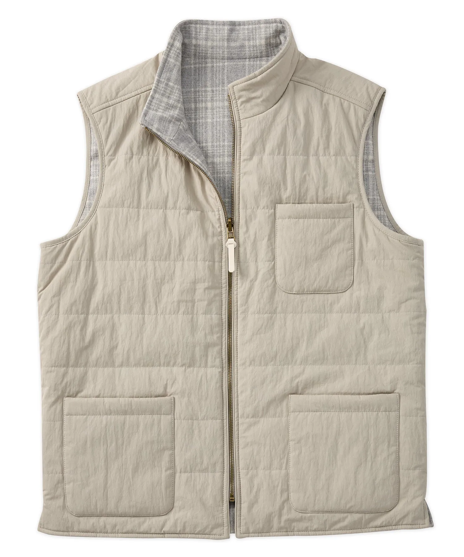 Plaid Reversible Full-Zip Quilted Vest