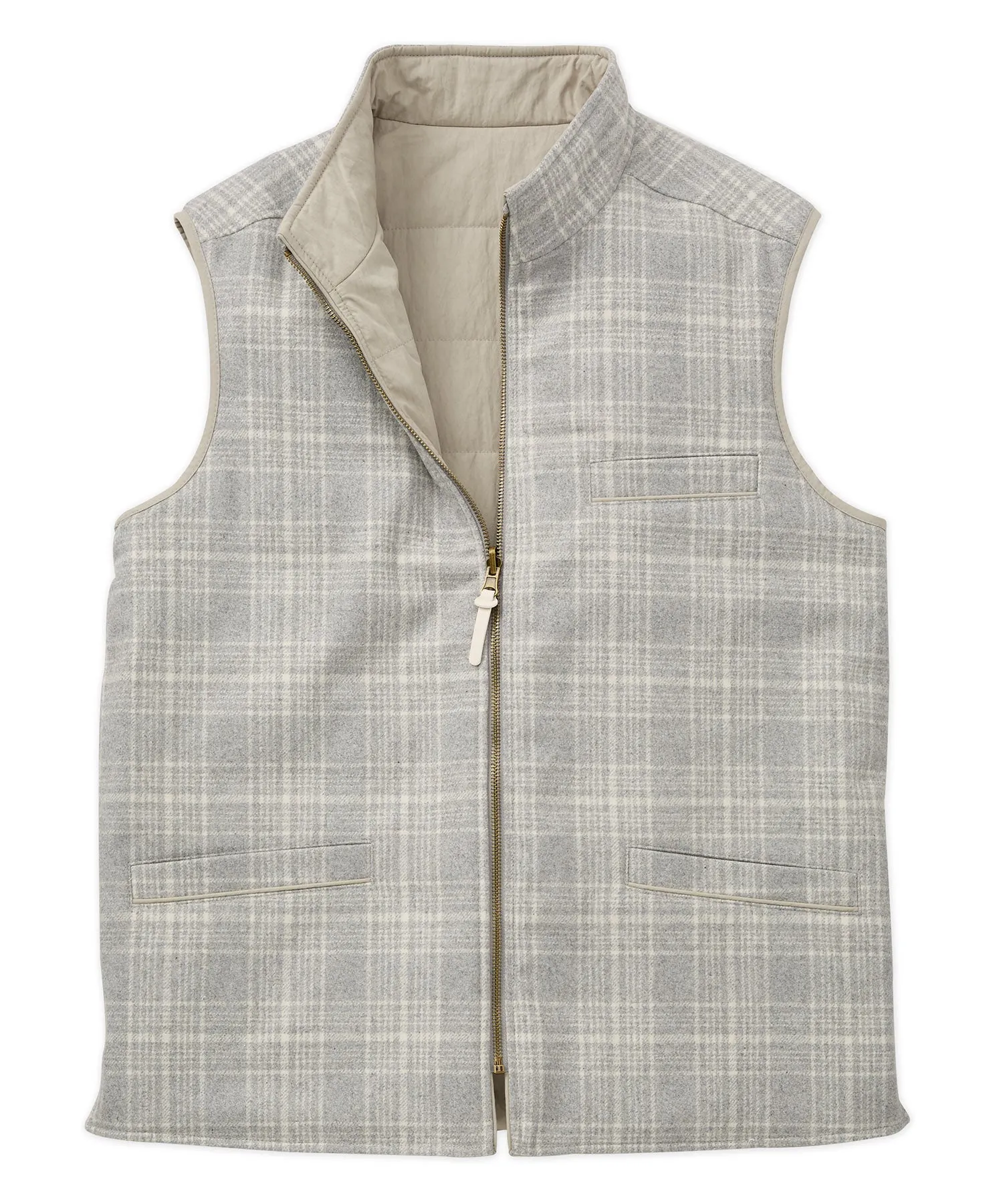 Plaid Reversible Full-Zip Quilted Vest