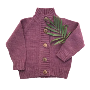 Plum Merino Wool Cardigan