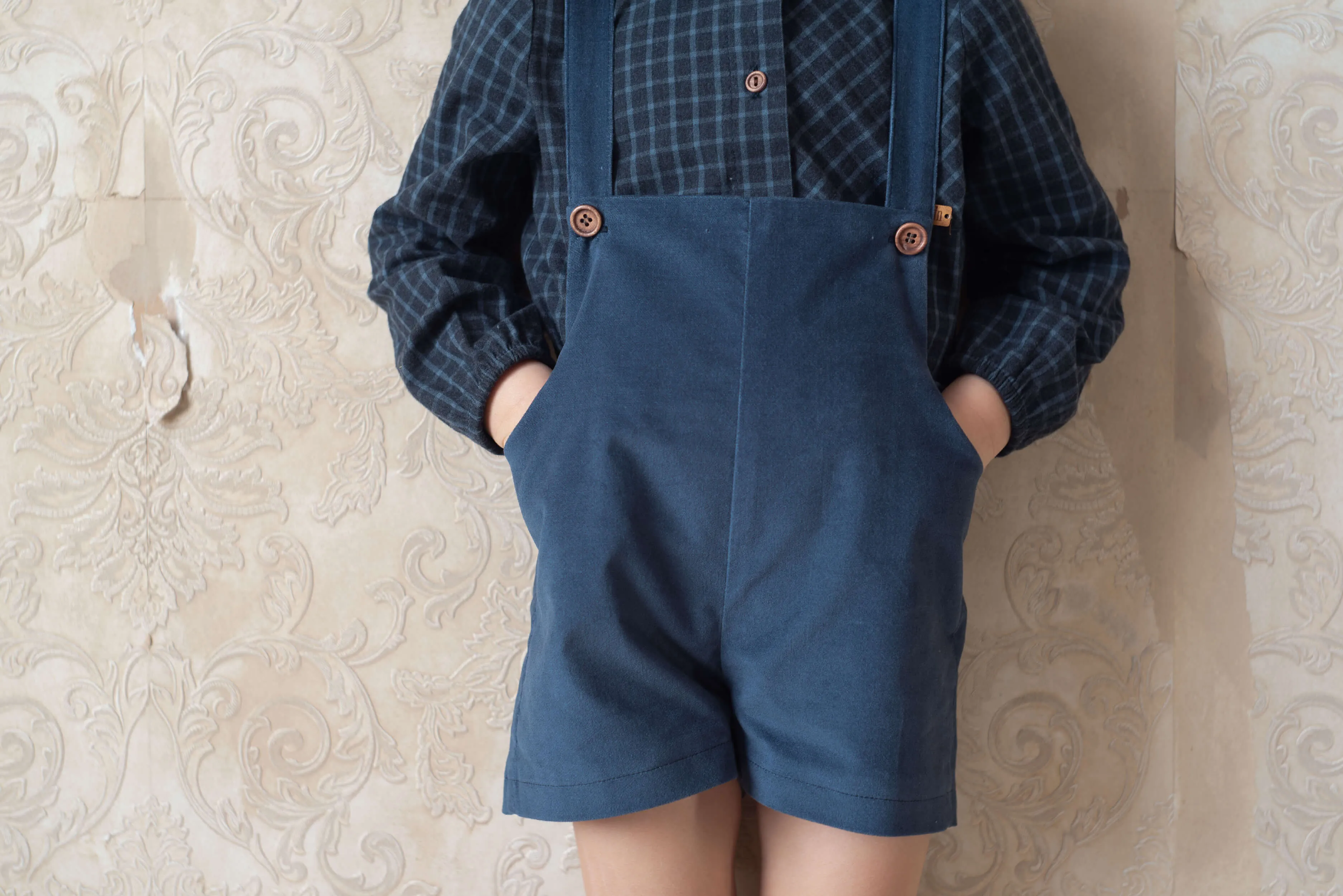 Popelin Blue Plaid Shirt-Style Romper Suit (Mod 10.2)