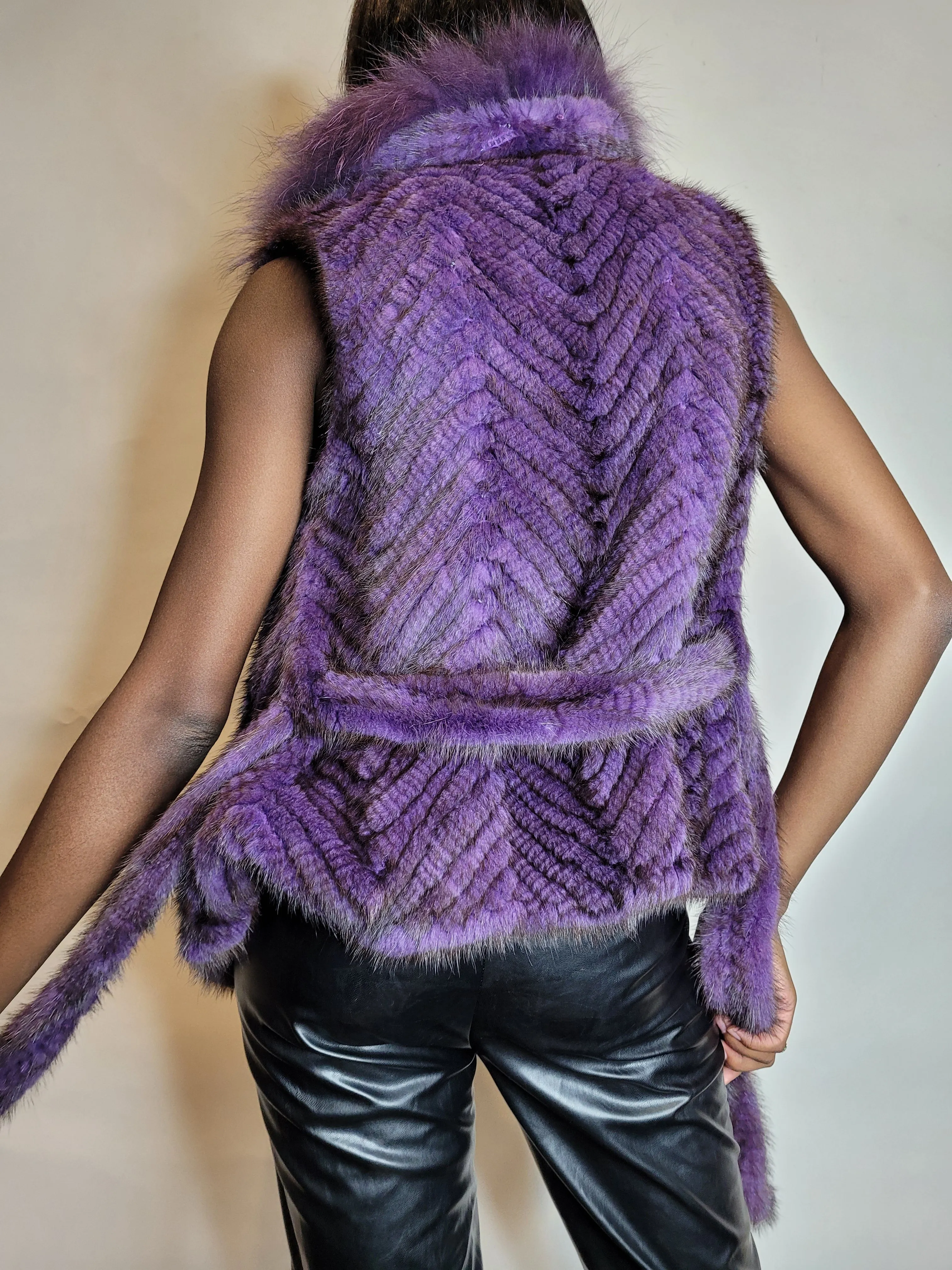 Purple Mink Vest with Fox Trim