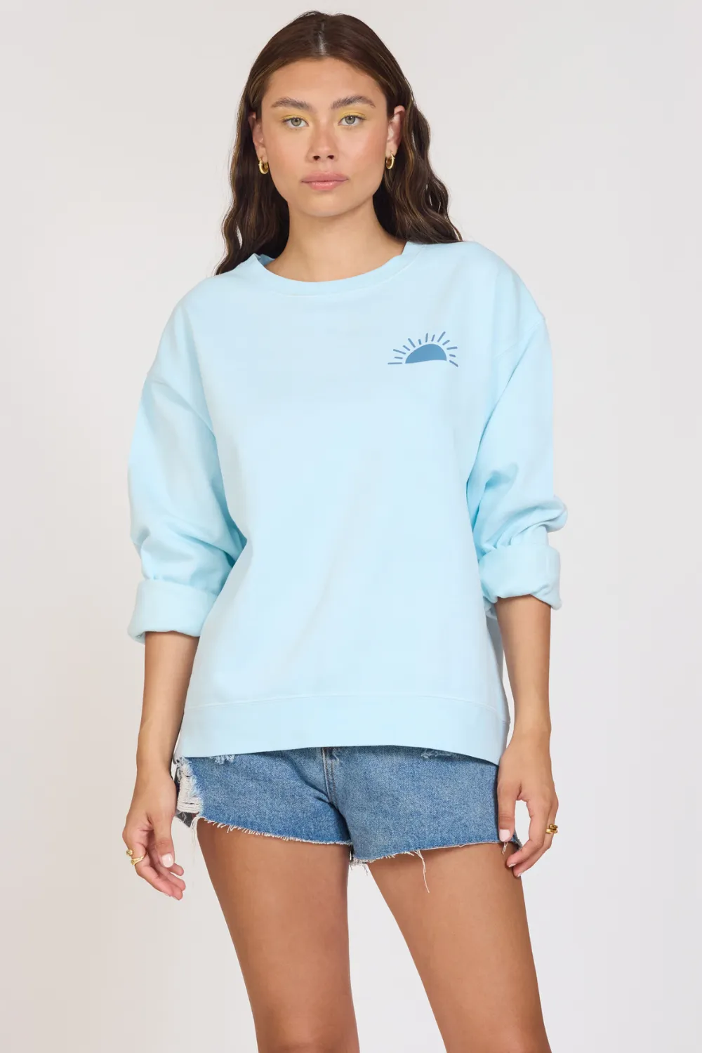 "Beach Days" Sky Blue Pigment Dye Crew Tunic