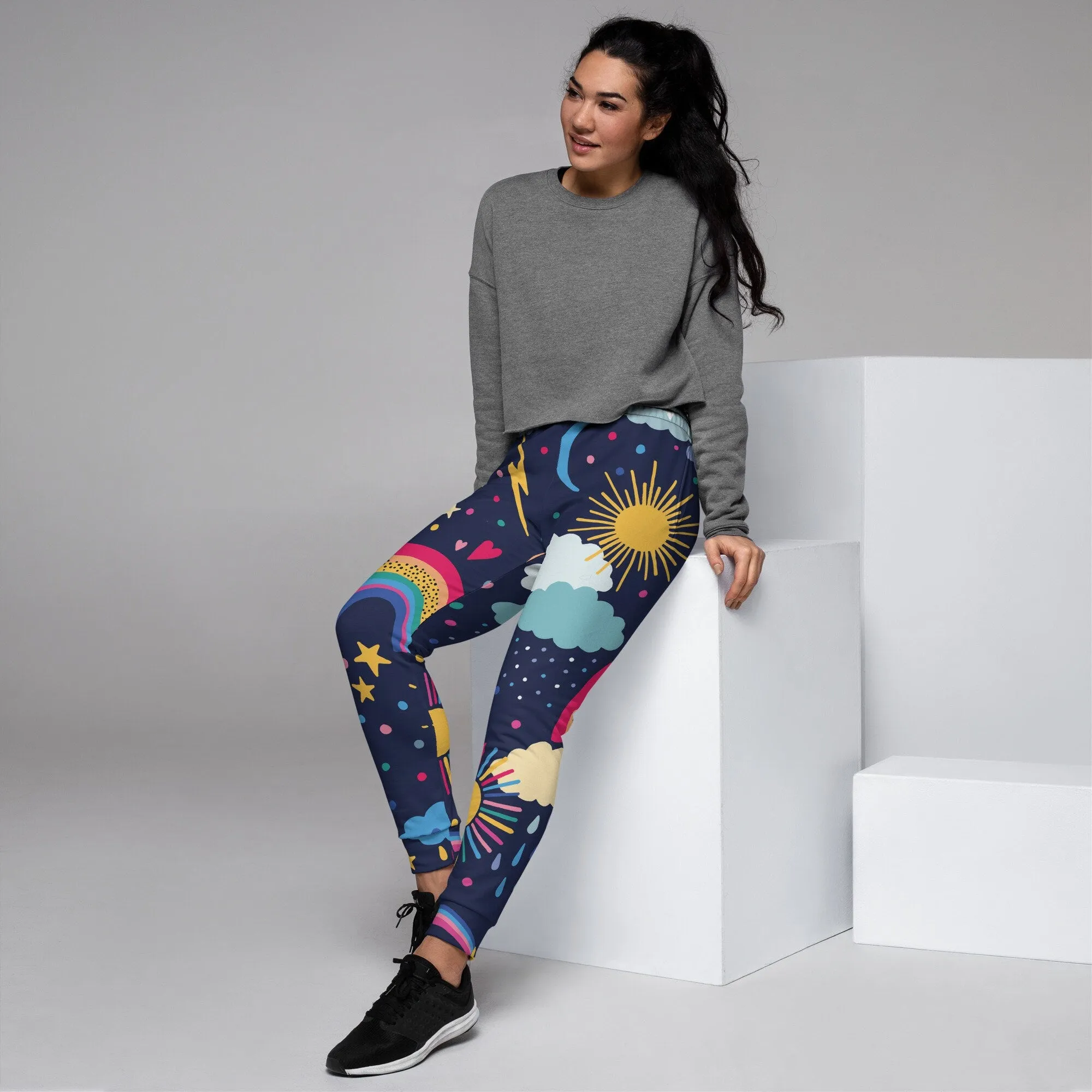 Rainbows and Rain Clouds Weather Themed Womens Joggers Sweat Pants