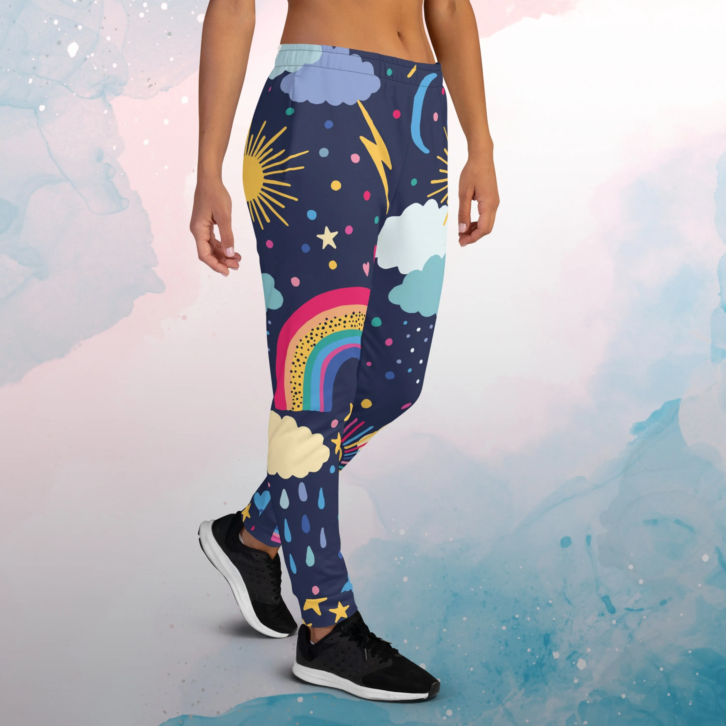 Rainbows and Rain Clouds Weather Themed Womens Joggers Sweat Pants