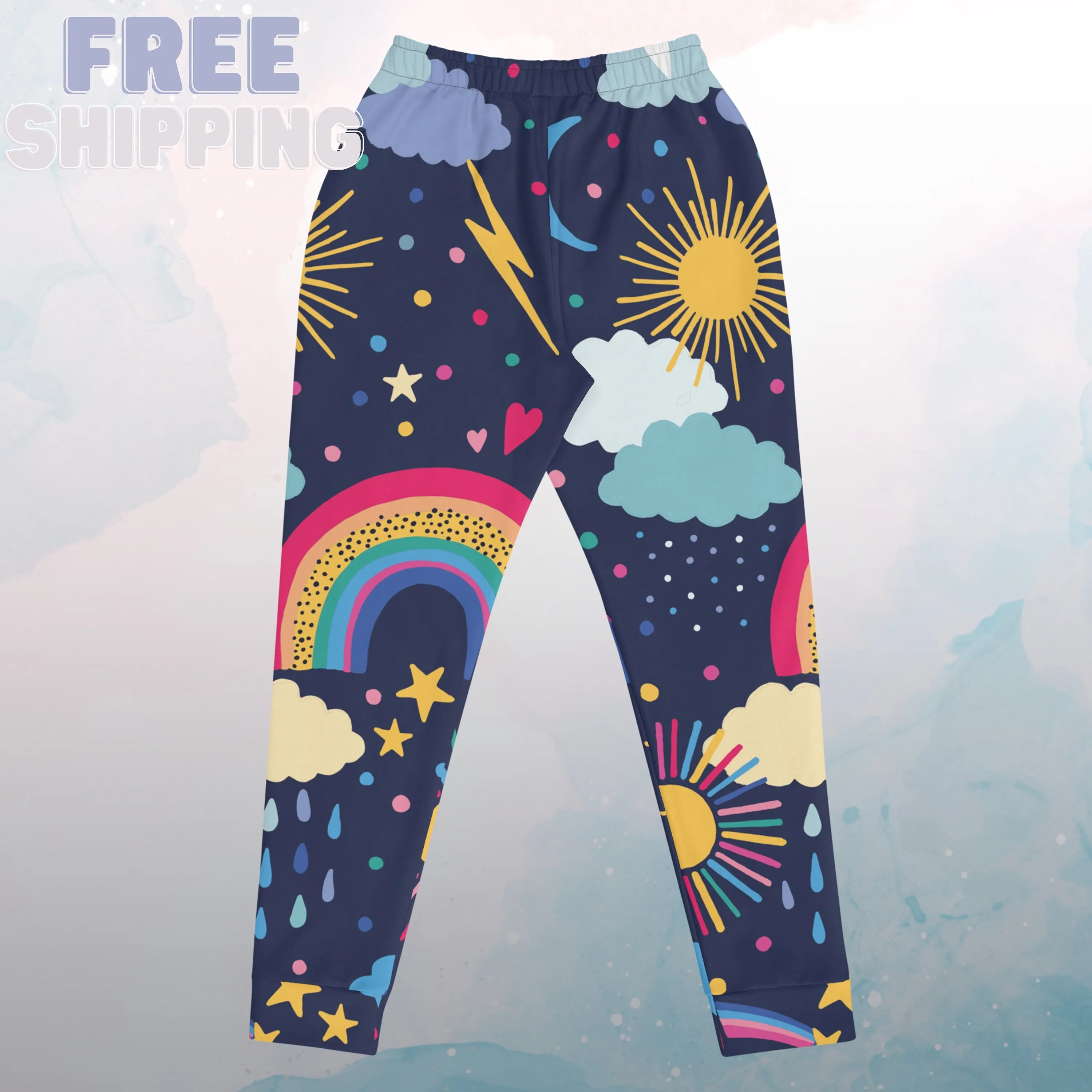 Rainbows and Rain Clouds Weather Themed Womens Joggers Sweat Pants