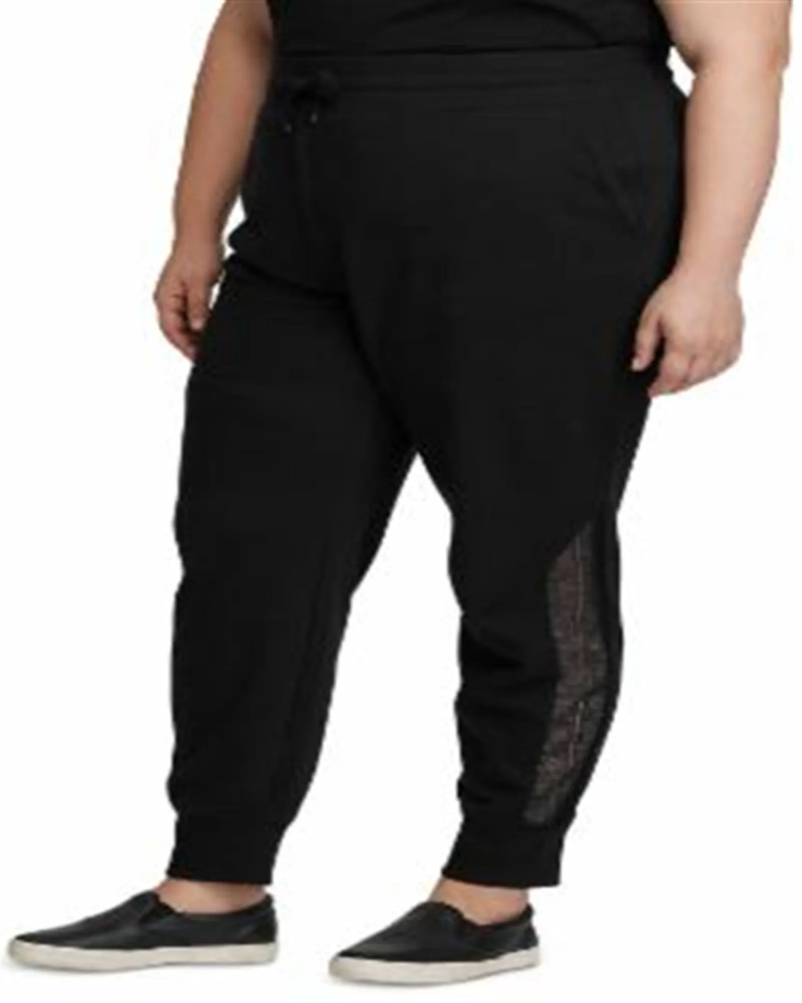 Ralph Lauren Women's   Lace-Trim Terry Jogger Pants Black  3X | Black