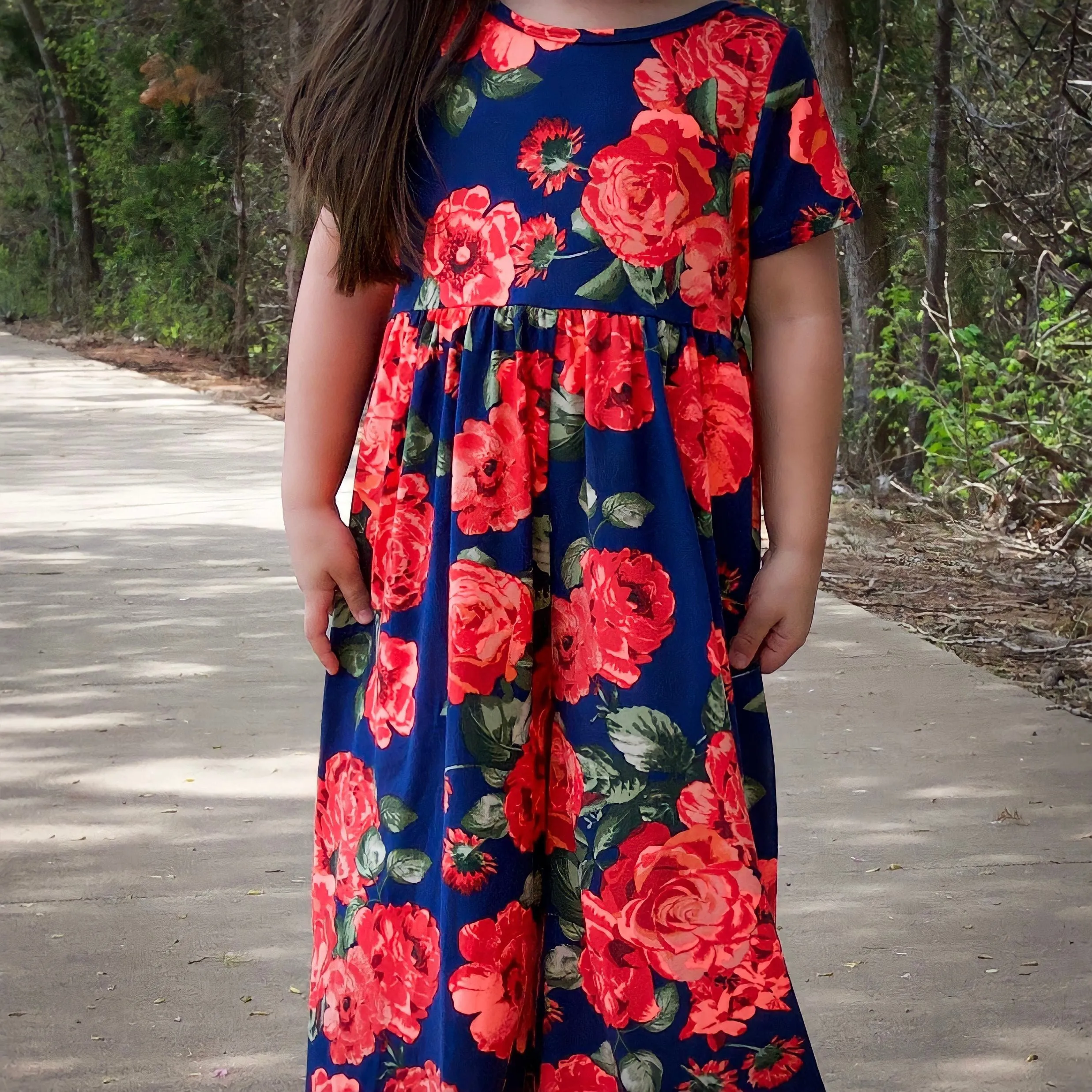 Red Floral Long Leggy Romper