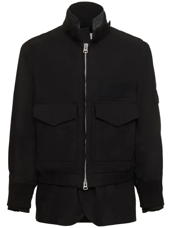 Sacai   Cotton blend ripstop zip jacket 