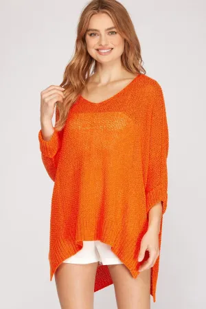 She   Sky Hi-Low Oversized Knit Sweater