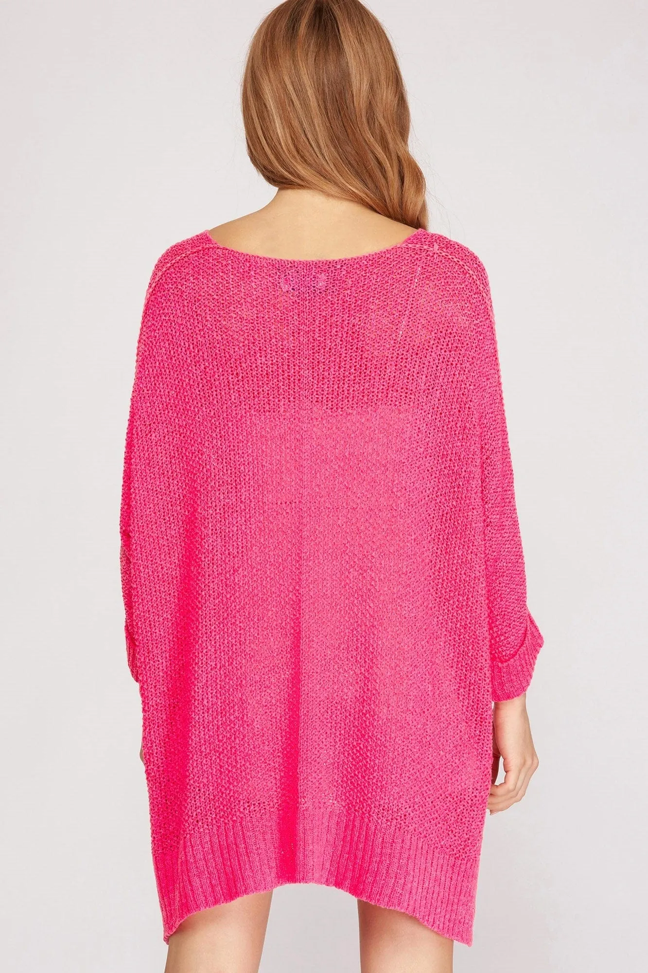 She   Sky Hi-Low Oversized Knit Sweater