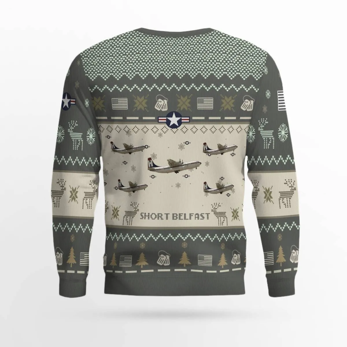 Short Belfast Aircraft Ugly Sweater, Ugly Sweater Christmas Shirt for Men Dad Veteran