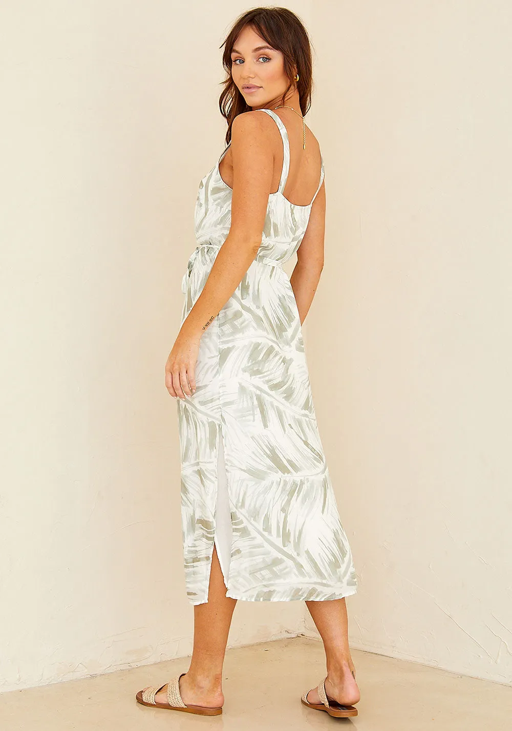 Sleeveless Belted Slip Dress