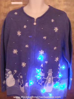 Snowman Pregame Party Cute Christmas Sweater with Lights