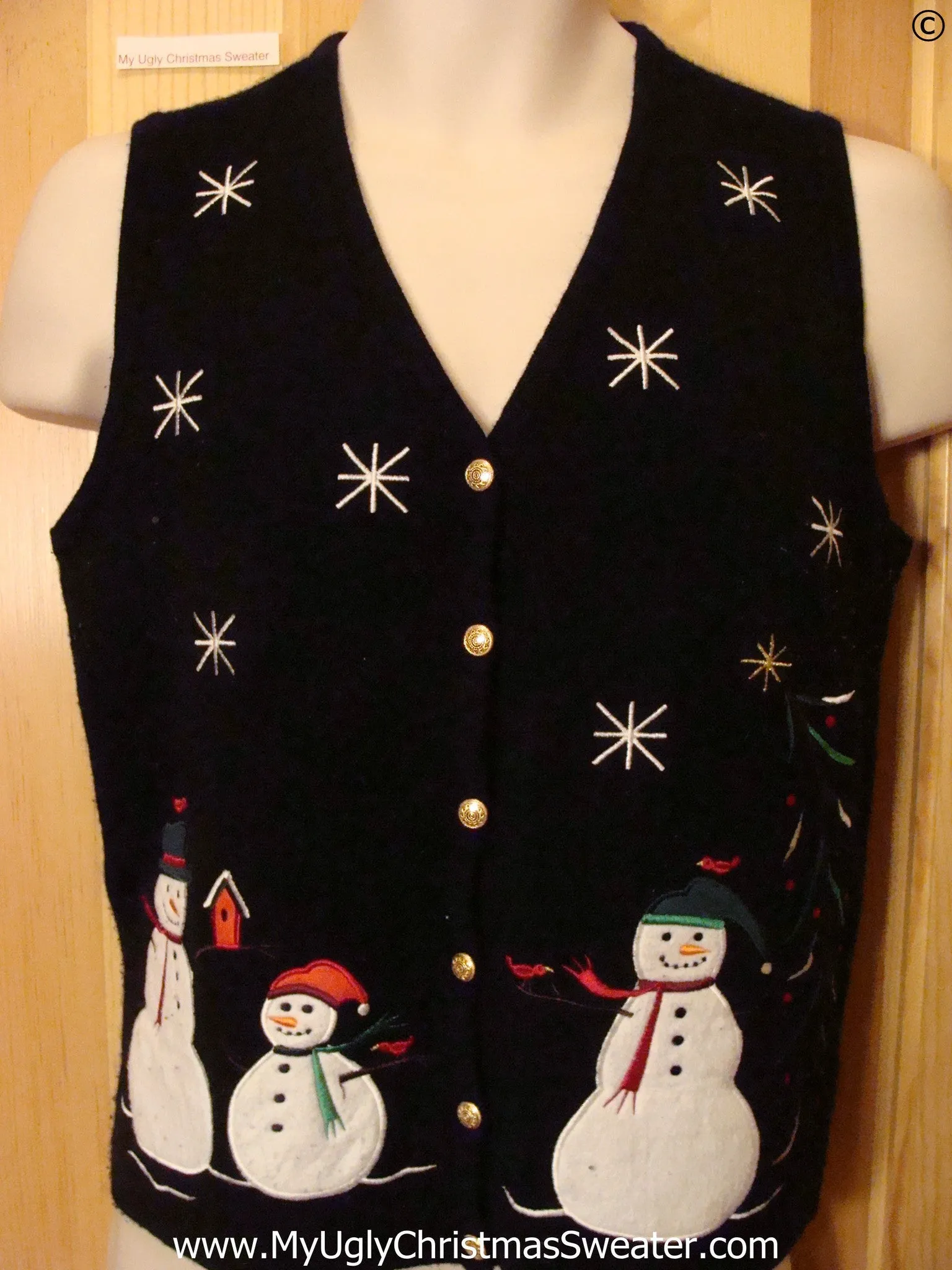 Snowman Themed Black Cheap Christmas Sweater Vest