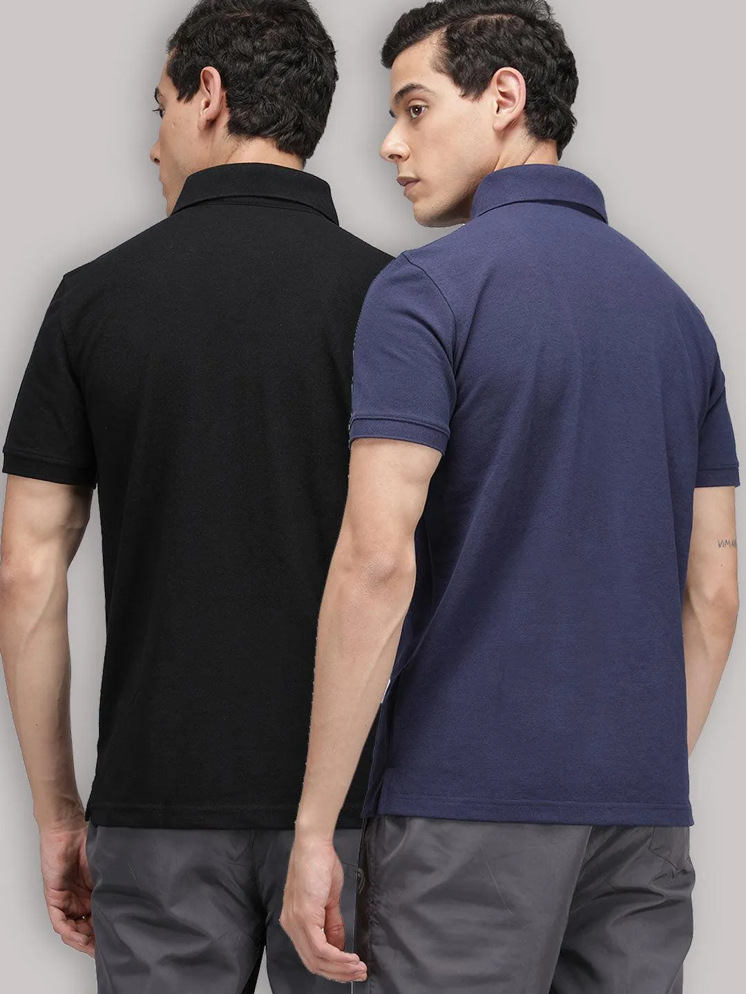 Sporto Men's Polo T-shirt -  Pack of 2 [Black & Peacoat]