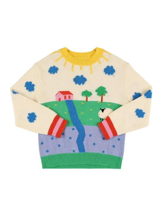 Stella McCartney Kids   Cotton &amp; wool knit intarsia sweater 