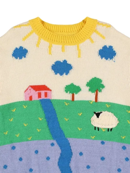 Stella McCartney Kids   Cotton &amp; wool knit intarsia sweater 