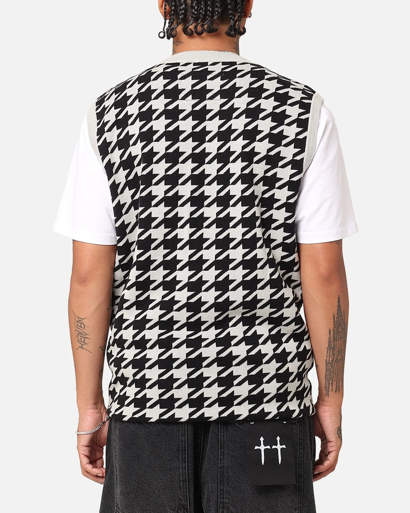 Students Golf Layne Houndstooth Sweater Vest Grey