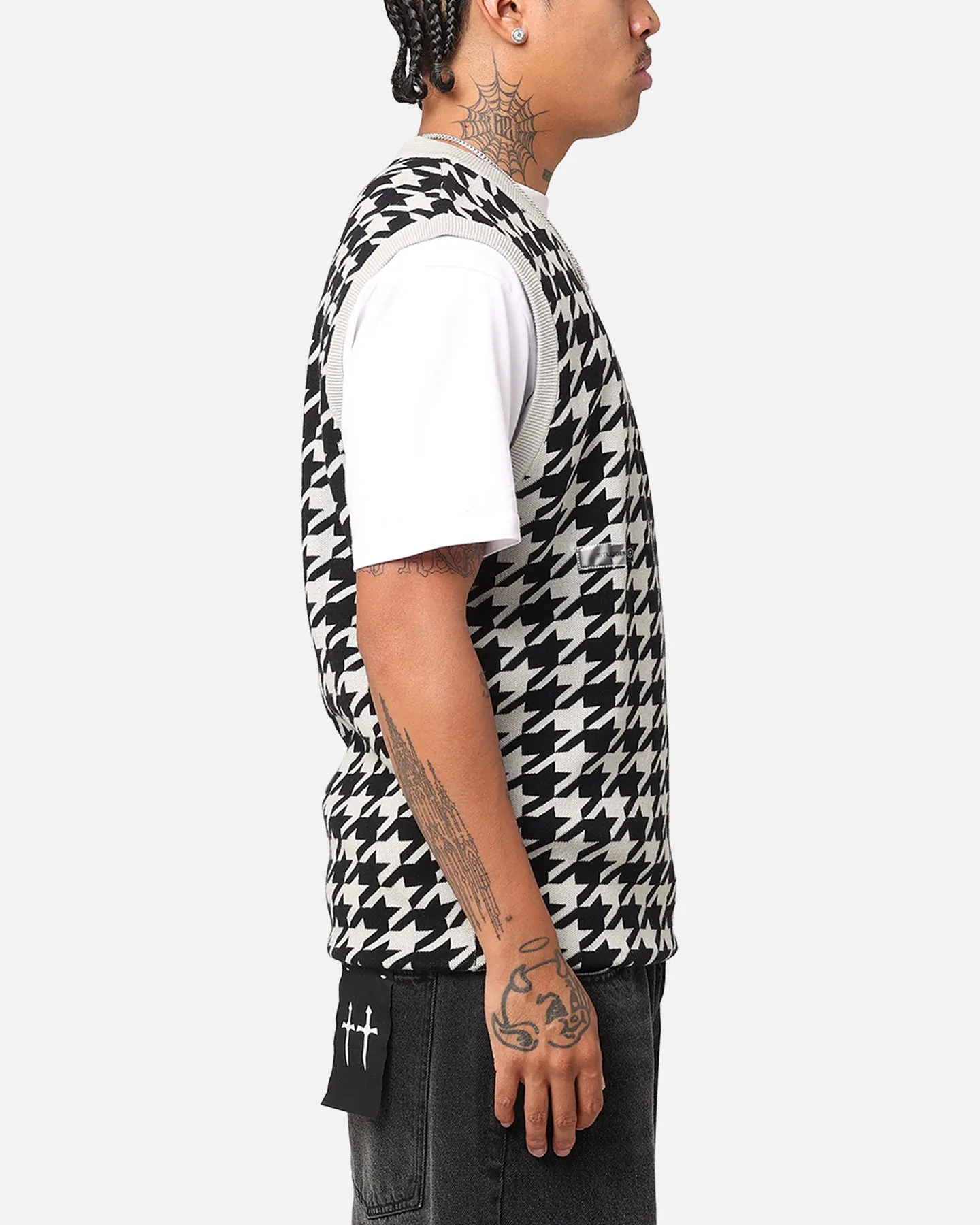 Students Golf Layne Houndstooth Sweater Vest Grey