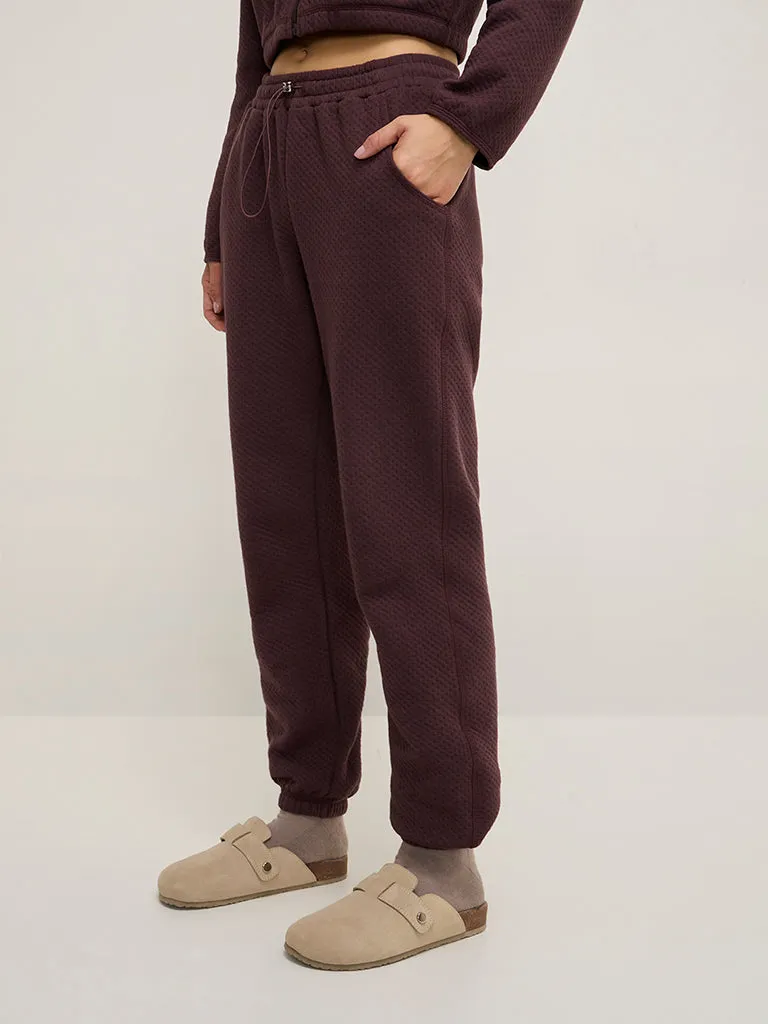 Superstar Wine Quilted High-Rise Joggers