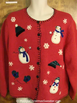 Tacky Christmas Sweater with Happy Snowmen