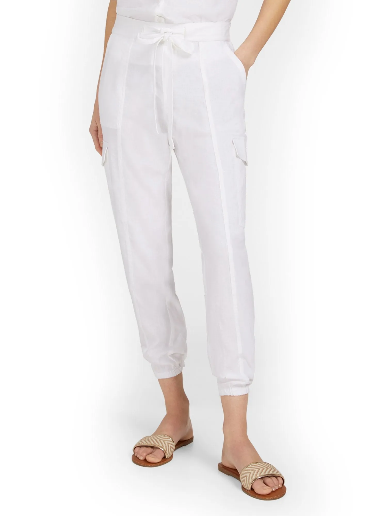 Tall Linen-Blend High-Waisted Cargo Jogger Pant