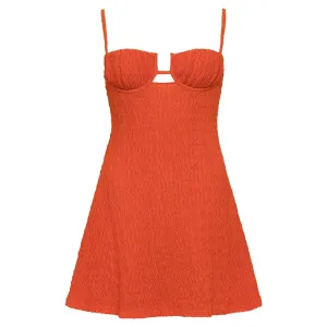 Tangerine Petal Short Slip Dress