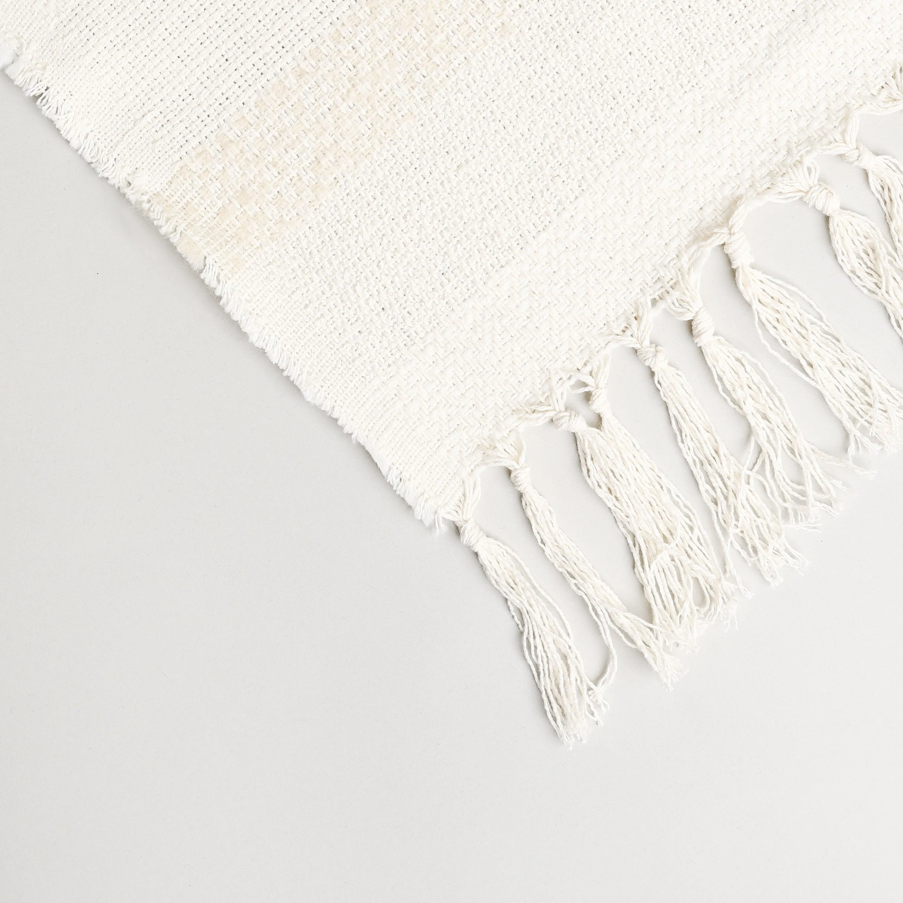 Textured Ecru and Beige with Cream Throw Blanket 57" X 68"  3.5" Tassels