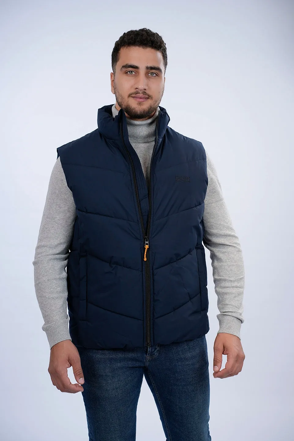 Tom Tailor Navy Puffer Vest With A Logo