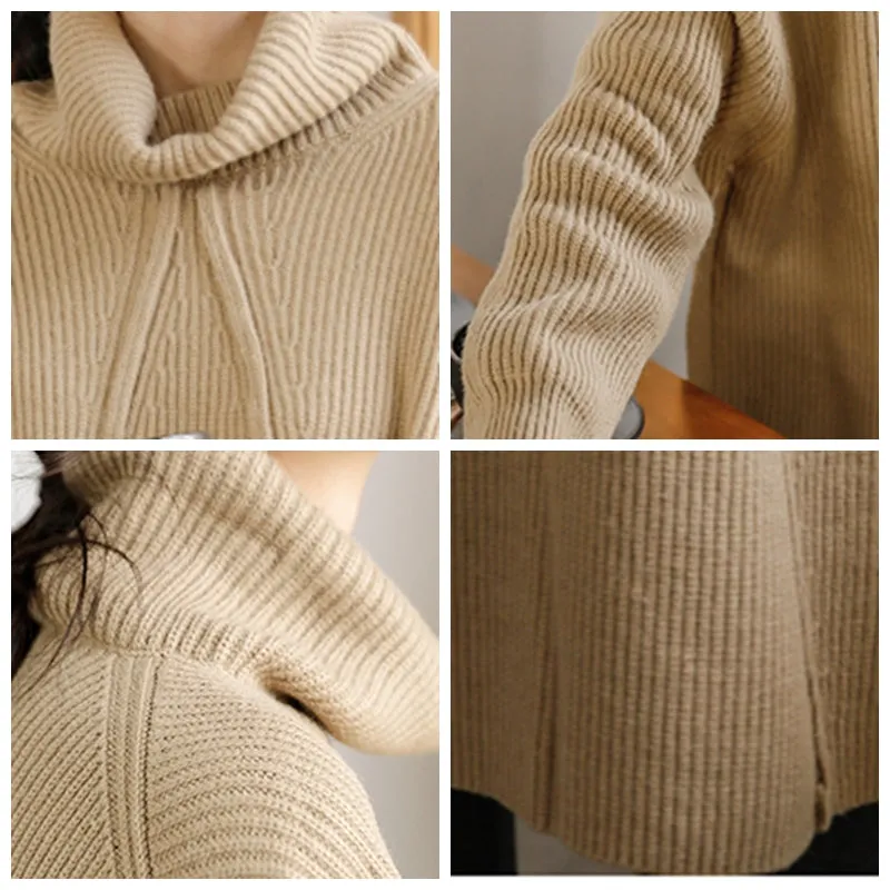 Turtleneck Sweater for Women, Long Rib Sweater, Pullover Sweater for Ladies