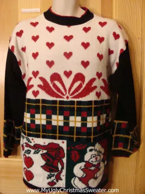 Ugly Christmas Sweater 80s Pullover Bear Bows