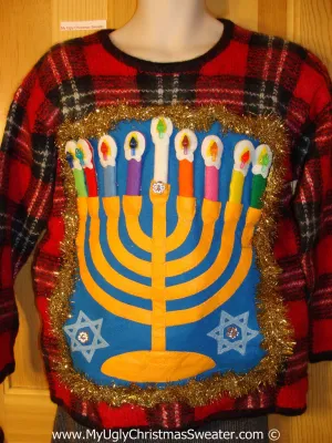 Ugly Christmas Sweater Party Hanukkah Sweater  (j204)