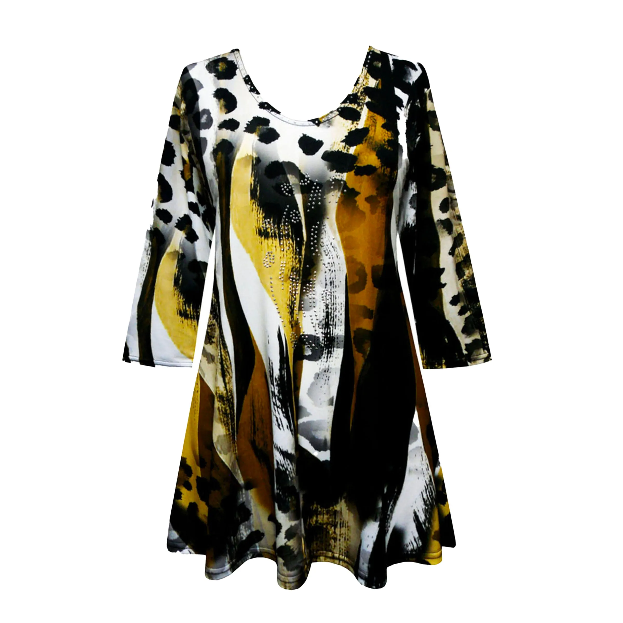 Valentina "Spotted" Animal Print V-Neck Tunic in Multi - 26853-TU