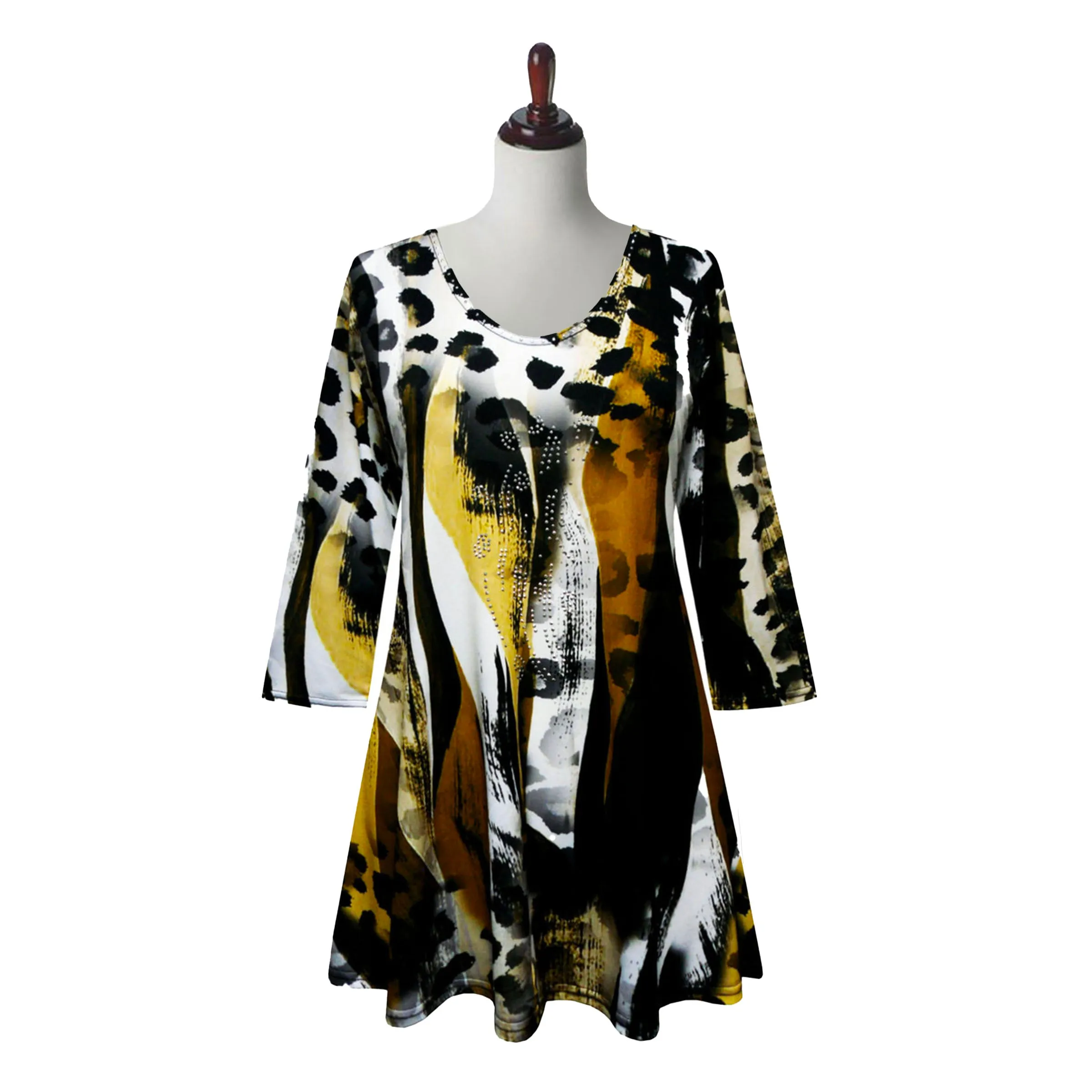 Valentina "Spotted" Animal Print V-Neck Tunic in Multi - 26853-TU