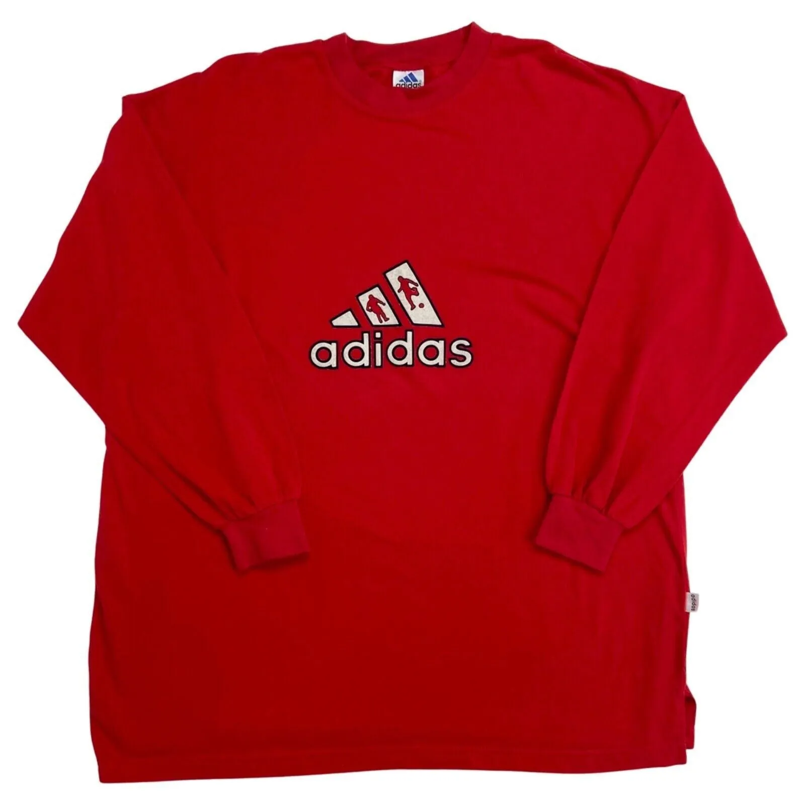 Vintage 90s 00s Red Adidas Long Sleeve Oversized T-shirt L