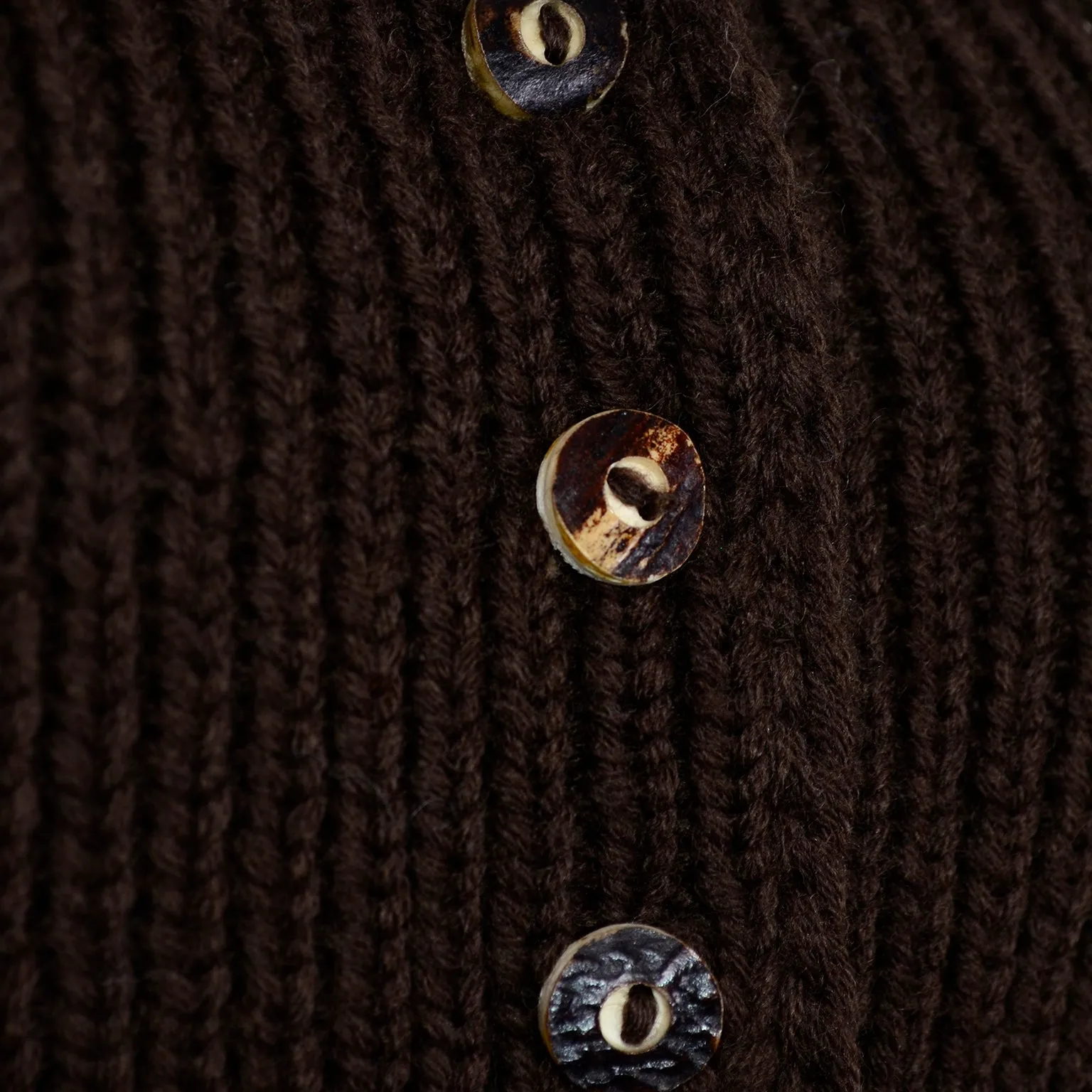 Vintage Hand Knit Brown Wool Bubble Cardigan Sweater