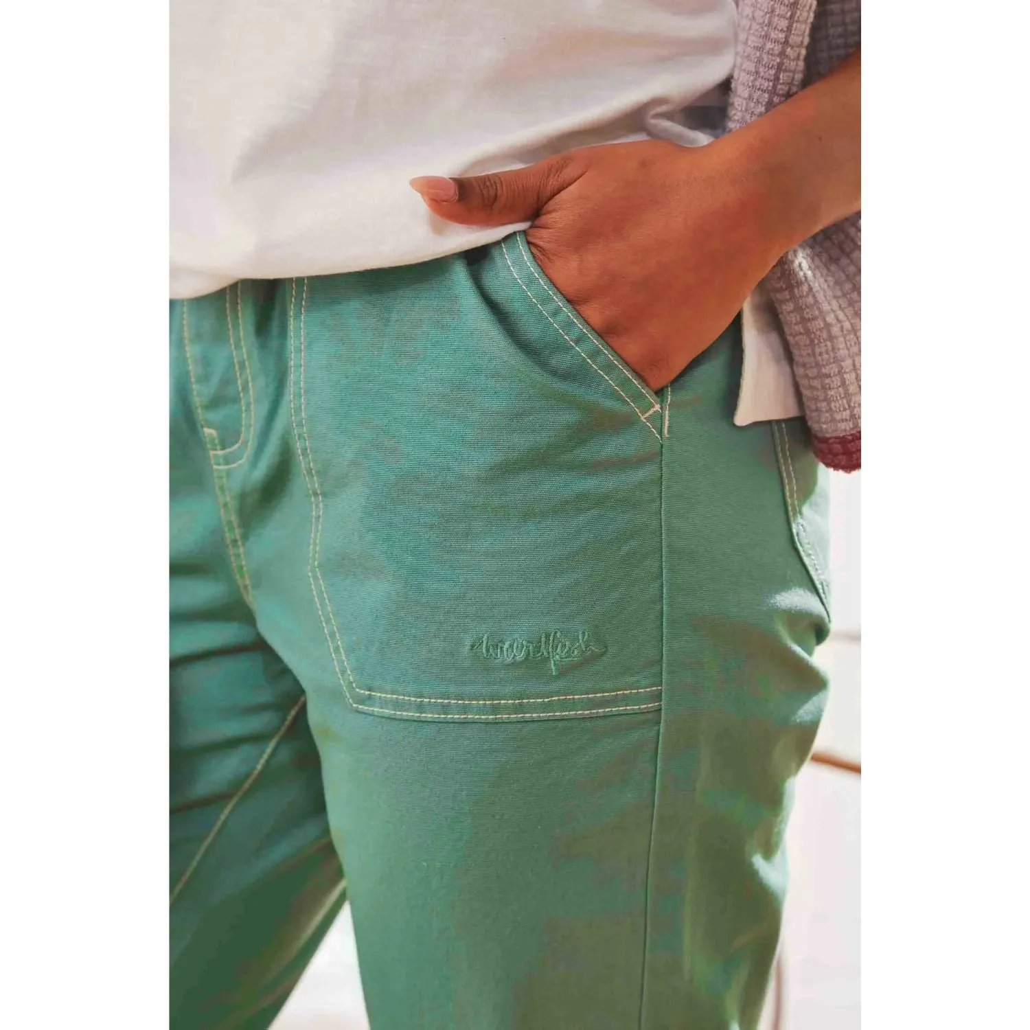 Weird Fish 18 Jade Green Malorri Organic Cotton Trouser