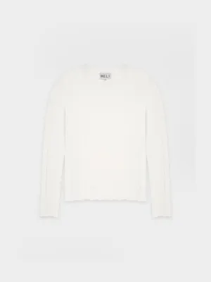 WIDE RIBBED SWEATER-WHITE