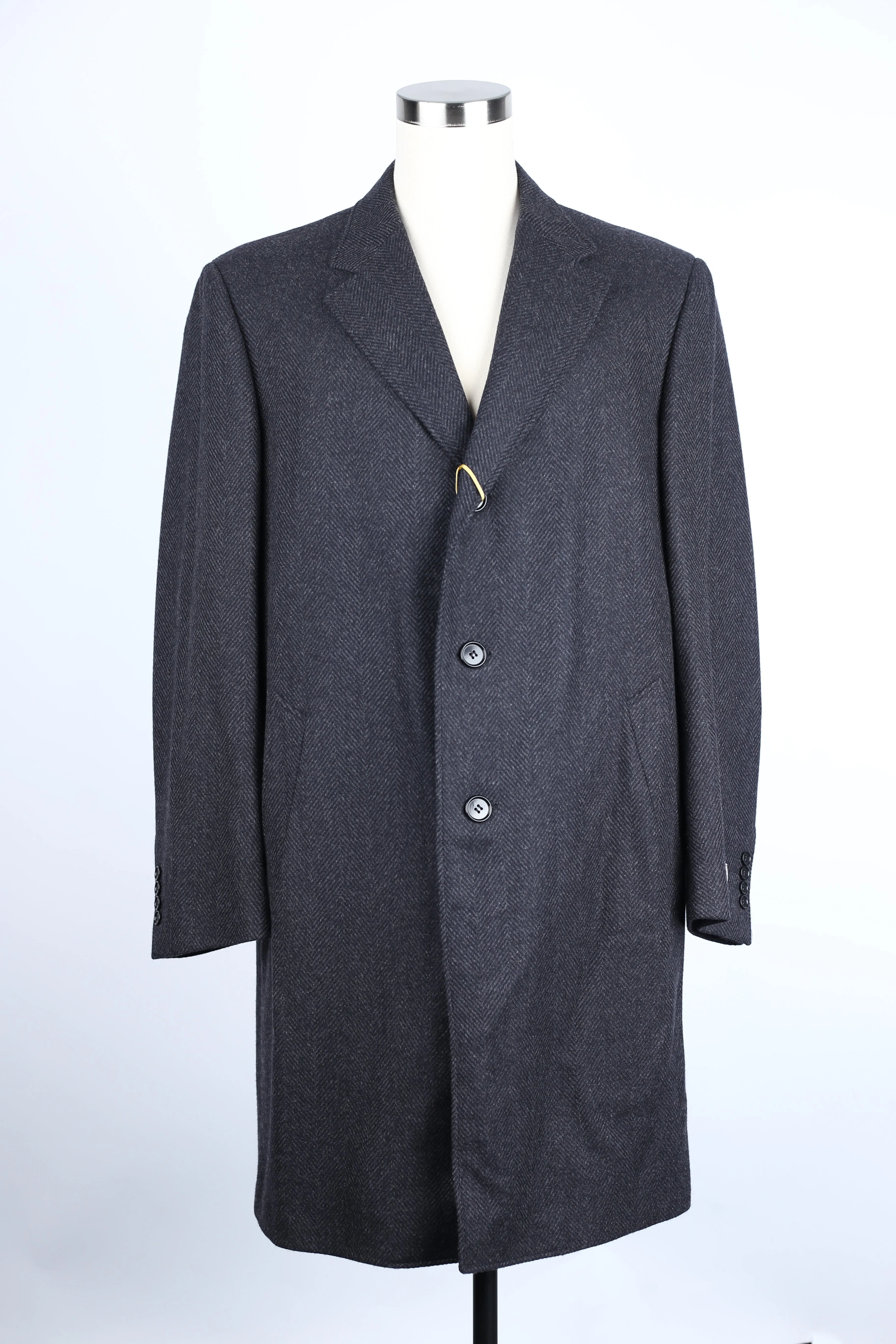 Wool-Cashmere Herringbone Dress Coat