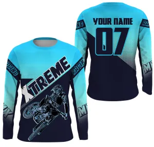 Xtreme MX Racing Jersey Custom Motocross 3D Long Sleeve Blue Dirt Bike Off-road Motorcycle